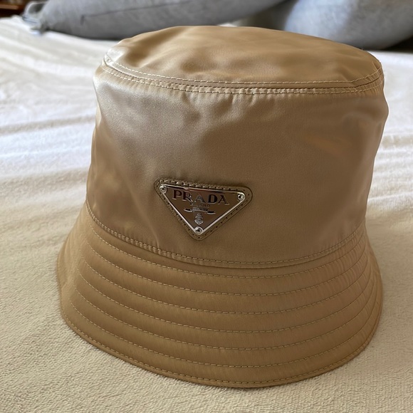 BNWT Beige Prada Nylon bucket hat